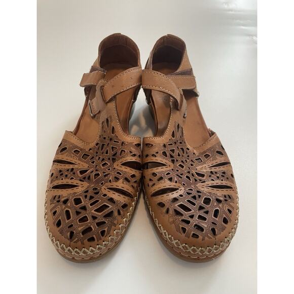 Spring Step Women’s Size 37 (Approx US 6) Brown Leather Heels Sandals - Picture 1 of 9